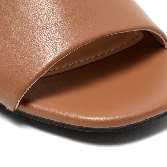 Adrienne Vittadini Faux Leather Block Heel Open Toed Mule Sandal - Picture 7 of 7